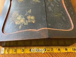Vintage Japanese Black Lacquer Multi Compartment Sewing Writing Cabinet Box
