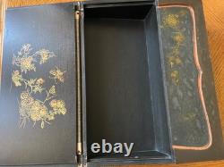 Vintage Japanese Black Lacquer Multi Compartment Sewing Writing Cabinet Box