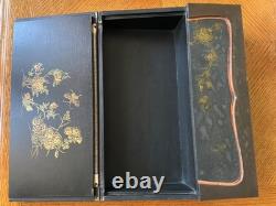 Vintage Japanese Black Lacquer Multi Compartment Sewing Writing Cabinet Box