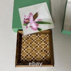 Vintage Japanese Cloisonné Jewelry Box Cattleya orchid Design