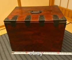 Vintage Japanese Wood Small Tansu Chest Drawer Cabinet Box Metal Fittings