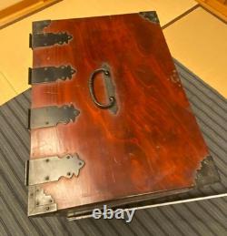 Vintage Japanese Wood Small Tansu Chest Drawer Cabinet Box Metal Fittings