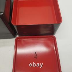 Vintage Japanese Yazaki Lacquered Wooden Bento Boxes 5 Tier
