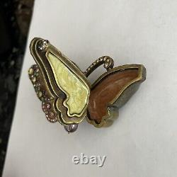 Vintage Jay Strongwater BUTTERFLY DOUBLE OPENING WING TRINKET BOX SWAROVSKI Box