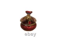 Vintage Jay Strongwater red bird crystal bird trinket box