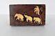 Vintage Jewelry Box Wooden With Inlay Work Christmas Gift Elephants With Palm