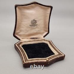 Vintage Jewelry Display Box Brown Leather Velvet Satin Lined St Louis Antique 4
