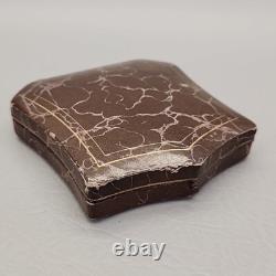 Vintage Jewelry Display Box Brown Leather Velvet Satin Lined St Louis Antique 4