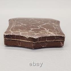 Vintage Jewelry Display Box Brown Leather Velvet Satin Lined St Louis Antique 4