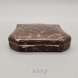 Vintage Jewelry Display Box Brown Leather Velvet Satin Lined St Louis Antique 4