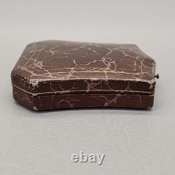 Vintage Jewelry Display Box Brown Leather Velvet Satin Lined St Louis Antique 4