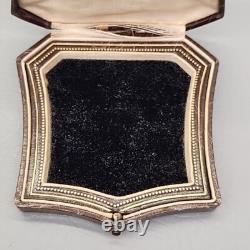 Vintage Jewelry Display Box Brown Leather Velvet Satin Lined St Louis Antique 4