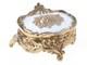 Vintage Jewelry Trinket Box Ornate Floral Gold Tone Oval Vintage 1962 Japan
