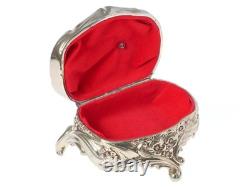 Vintage Jewelry Trinket Box Ornate Floral Gold Tone Oval Vintage 1962 Japan