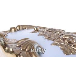 Vintage Jewelry Trinket Box Ornate Floral Gold Tone Oval Vintage 1962 Japan