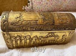 Vintage Jewlery box with Egyptian Gods From Ancient Egypt with pharaonic mummy