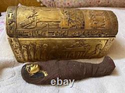 Vintage Jewlery box with Egyptian Gods From Ancient Egypt with pharaonic mummy