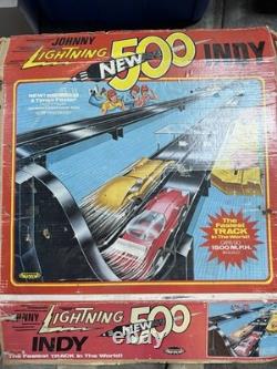 Vintage Johnny Lightning New 500 Indy Track Set #4301/6 Cars & Box 95% Complete