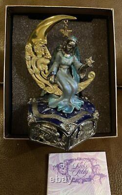 Vintage Kirks Folly Gold Tone Secret Of Seven Angels Enamel Trinket Jewelry Box