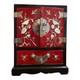 Vintage Korean Najeonchilgi Mother Of Pearl Red Lacquer Jewelry Box Cabinet Lock
