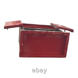 Vintage Korean Najeonchilgi Mother of Pearl Red Lacquer Jewelry Box Cabinet Lock