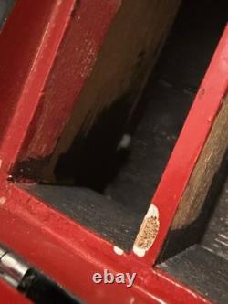 Vintage Korean Najeonchilgi Mother of Pearl Red Lacquer Jewelry Box Cabinet Lock