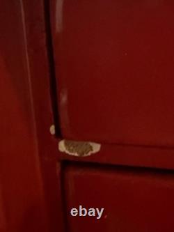 Vintage Korean Najeonchilgi Mother of Pearl Red Lacquer Jewelry Box Cabinet Lock