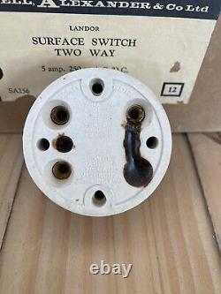 Vintage LANDOR Surface Switch Two Way Plastic and Ceramic NEW BOX MINT