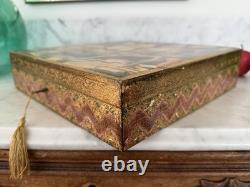 Vintage LARGE Gold FLORENTINE ITALIAN Wood Jewelry BOX Procession of the Magi