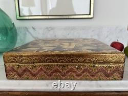 Vintage LARGE Gold FLORENTINE ITALIAN Wood Jewelry BOX Procession of the Magi