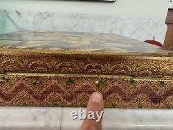 Vintage LARGE Gold FLORENTINE ITALIAN Wood Jewelry BOX Procession of the Magi