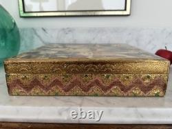 Vintage LARGE Gold FLORENTINE ITALIAN Wood Jewelry BOX Procession of the Magi