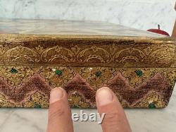 Vintage LARGE Gold FLORENTINE ITALIAN Wood Jewelry BOX Procession of the Magi