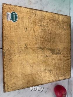 Vintage LARGE Gold FLORENTINE ITALIAN Wood Jewelry BOX Procession of the Magi