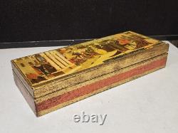 Vintage Large 14 3/4 Jewelry Box Italy Florence Gilt Wood Renaissance Scene