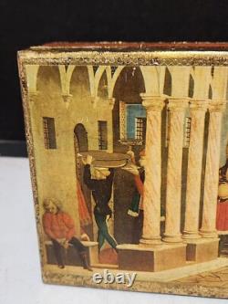 Vintage Large 14 3/4 Jewelry Box Italy Florence Gilt Wood Renaissance Scene