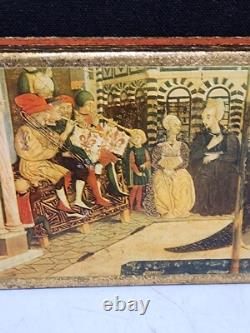 Vintage Large 14 3/4 Jewelry Box Italy Florence Gilt Wood Renaissance Scene