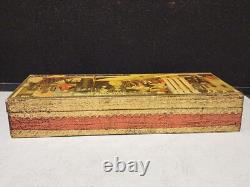 Vintage Large 14 3/4 Jewelry Box Italy Florence Gilt Wood Renaissance Scene