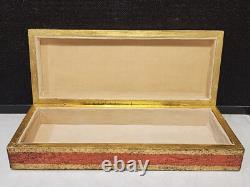 Vintage Large 14 3/4 Jewelry Box Italy Florence Gilt Wood Renaissance Scene