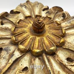 Vintage Large Cast Resin Floral Lidded Box with Distressed Gold Painted Finish