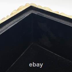 Vintage Large Cast Resin Floral Lidded Box with Distressed Gold Painted Finish