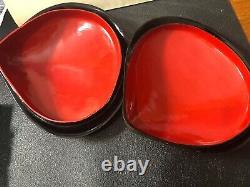 Vintage Large Japanese Wakasa Lacquer Clam Shell Trinket Box, 8 1/2 W x 8 Deep