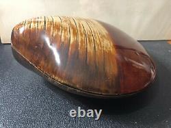 Vintage Large Japanese Wakasa Lacquer Clam Shell Trinket Box, 8 1/2 W x 8 Deep