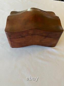 Vintage Large Moulded Solid Italian Leather Box by PAPINI Florence Italy