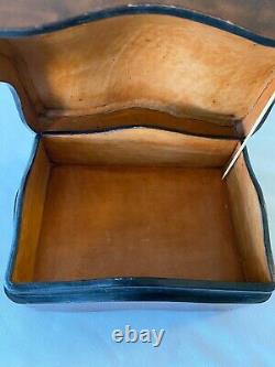 Vintage Large Moulded Solid Italian Leather Box by PAPINI Florence Italy