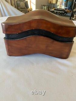 Vintage Large Moulded Solid Italian Leather Box by PAPINI Florence Italy