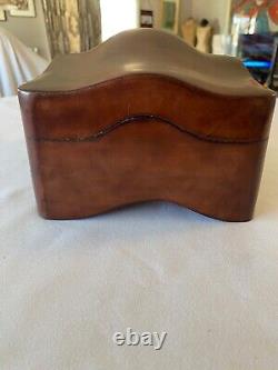 Vintage Large Moulded Solid Italian Leather Box by PAPINI Florence Italy