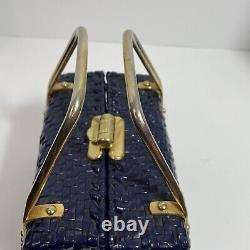 Vintage Lesco Lona Box Bag Structured Blue Woven Handbag 1950's 60's Italy