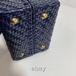 Vintage Lesco Lona Box Bag Structured Blue Woven Handbag 1950's 60's Italy