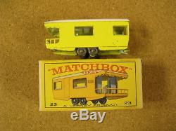 Vintage Lesney Matchbox # 23 Trailer Caravan Original Box Gray Plastic Wheels